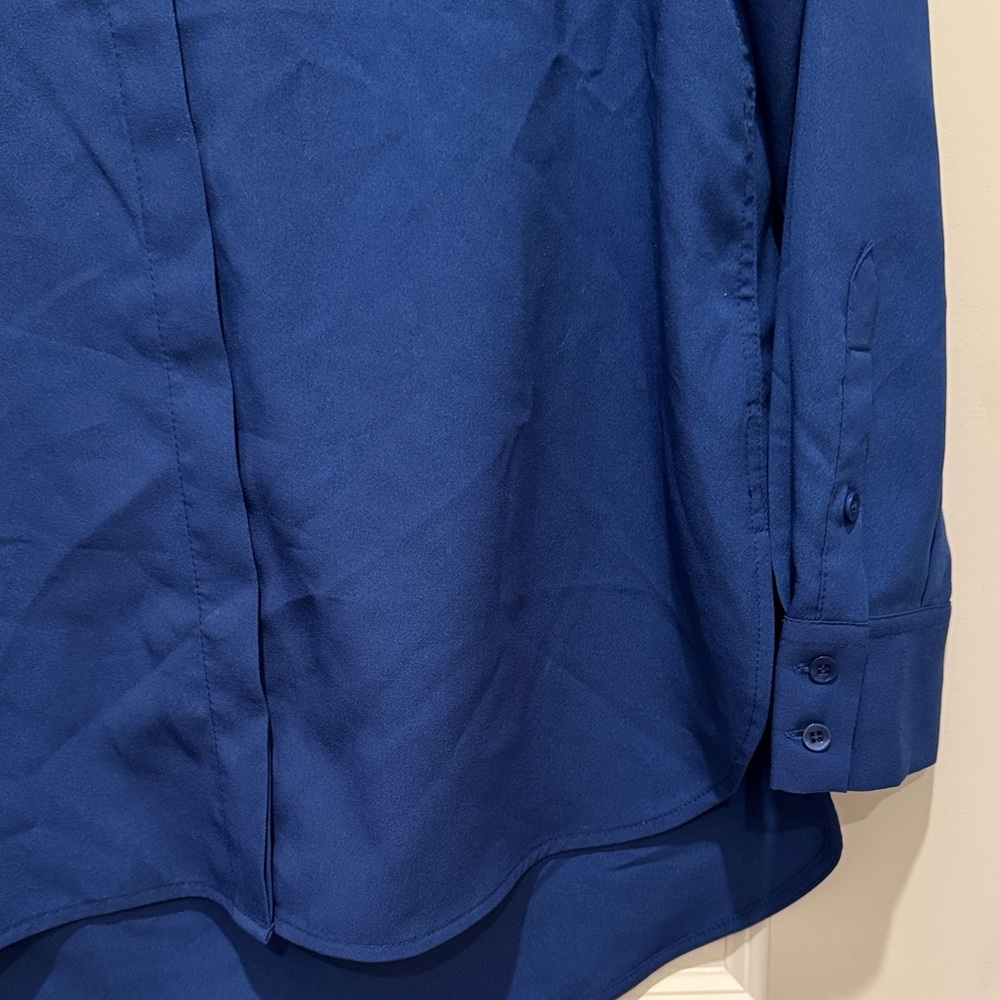 Paraphrase Royal Blue Long Sleeve Button-Up Blouse Women’s Small - Picture 5 of 11